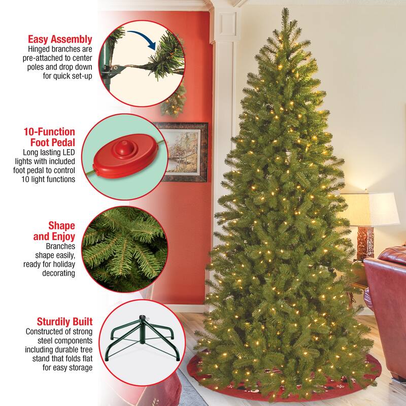 National Tree Company 7 ft. Downswept Douglas® Pencil Slim Fir Tree with Dual Color® LED Lights