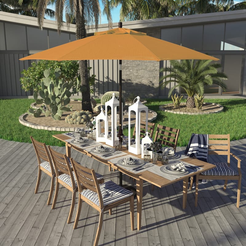 California Umbrella 9' Rd Golden State Series Patio Umbrella Bronze Aluminum Frame Crank Lift Collar Tilt Sunbrella - Sunflower Yellow