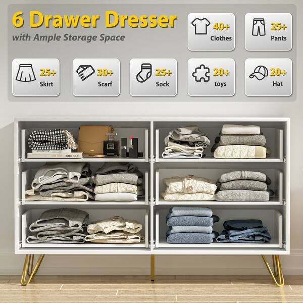 FURNIWAY Fluted Drawer Dresser for Bedroom