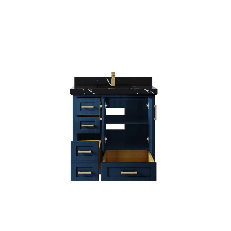 Willow Collections 36 x 22 Boston Center Sink Right Bathroom Vanity with Countertop