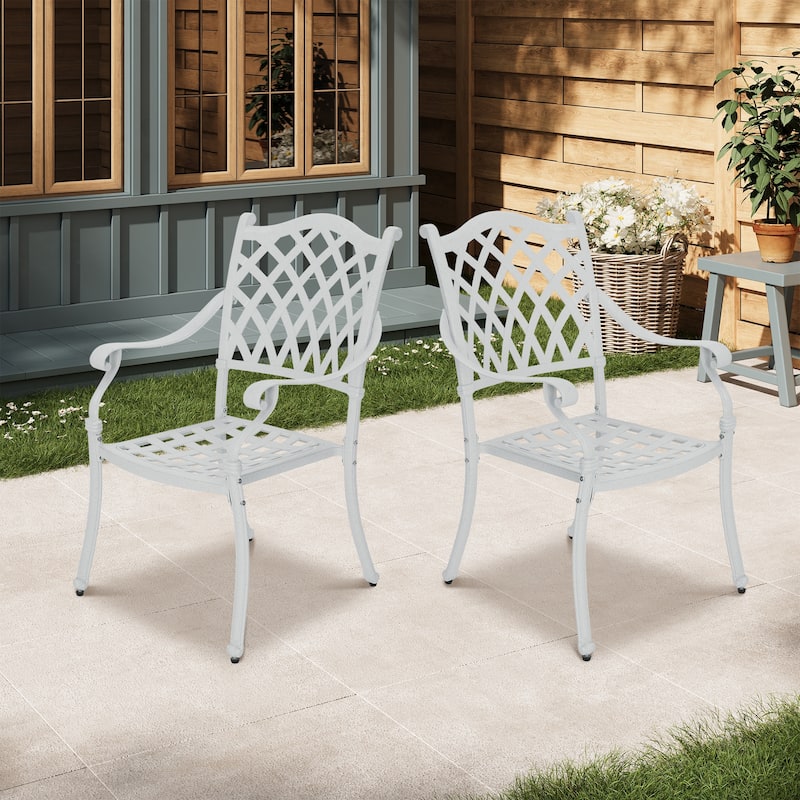 Clihome Cast Aluminum Patio Dining Chairs (Set of 2)