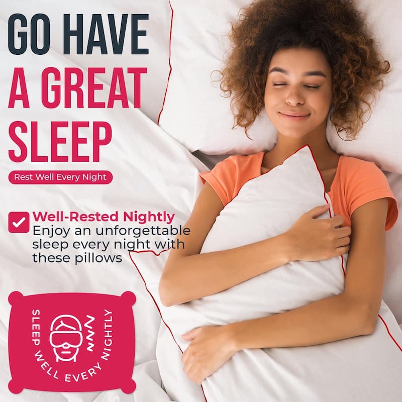 Empyrean Bedding Bed Pillows - Premium Pillows Set of 2 - Perfect for Stomach, Side and Back Sleepers - White