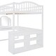 preview thumbnail 14 of 52, Solid Wood Loft Bed with Bulit-in U-shaped Desk and 2 Drawers, Full Size Loft Bedframe with Storage Shelves and Tri-fold Mirror