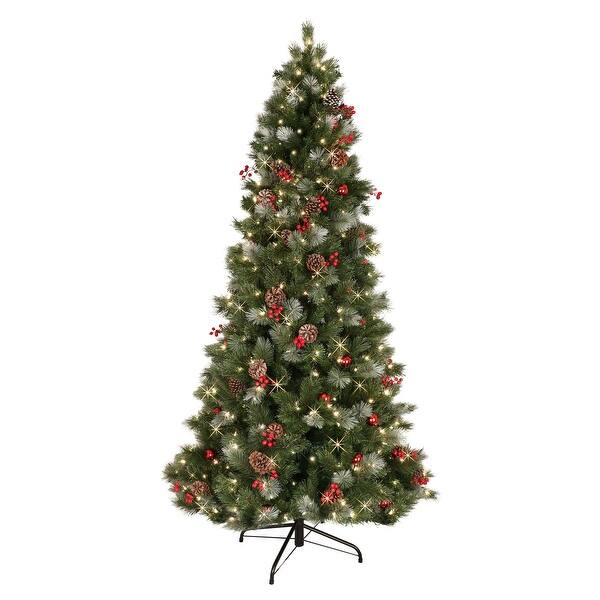 Puleo International 7.5' PreLit Slim Newport Pine Christmas Tree w