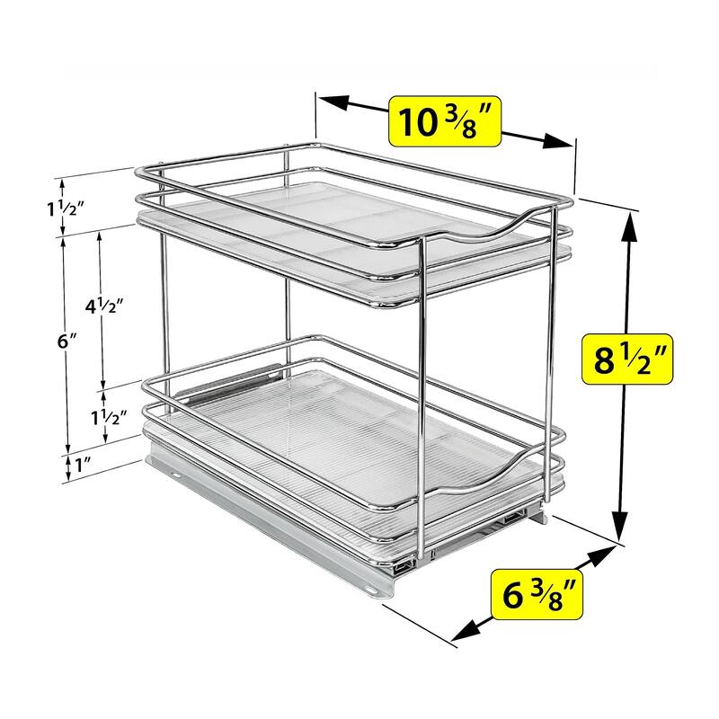® Pull Out Spice Rack Organizer for Cabinet - 6-1/4 inch Wide - Slide Out Rack - Sliding Spice Organizer Shelf - 2 Tier, Chrome