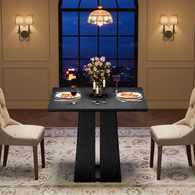 31.5'' Rustic Wooden Square Dining Table with Pedestal Base - 31.5 Inch