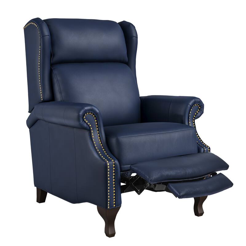 29.5-Inch Modern Recliner Chair,Genuine Leather Recliner With Comfortable Arms And Single Chair For Living Room,Beige/Blue/Brown