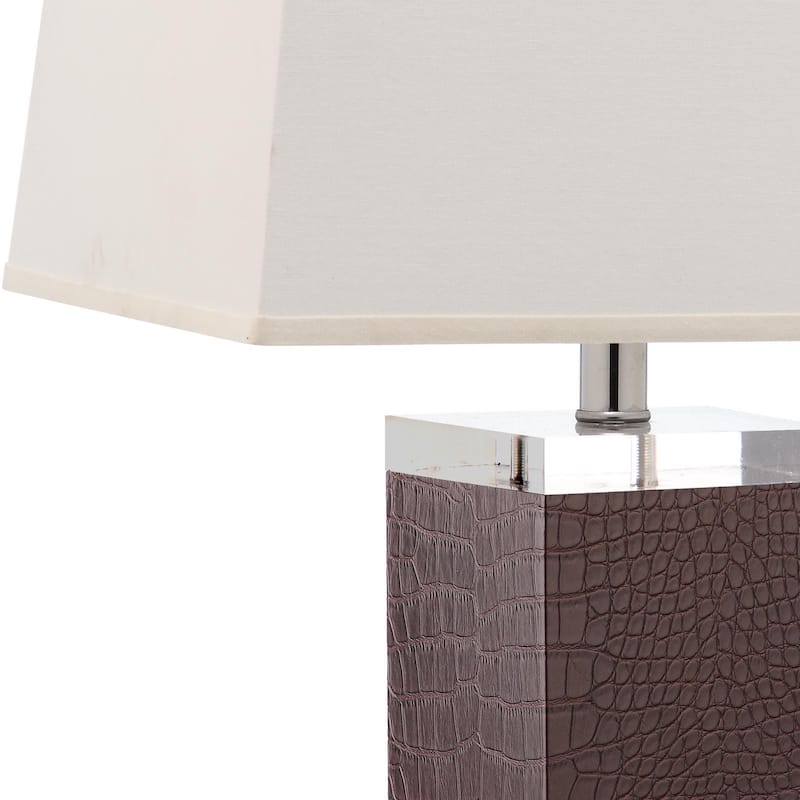 SAFAVIEH Lighting Buffy 27 Inch Navy Deco Leather Table Lamp (Set of 2) - Brown