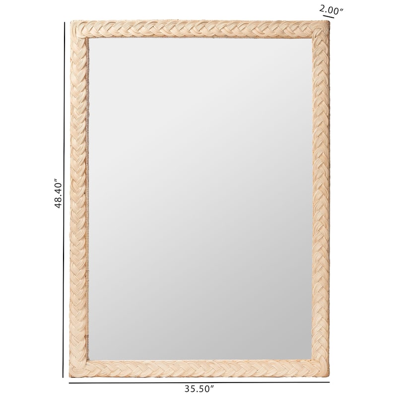 Lanica Japandi Sun Bleached Rattan Wall Mirror