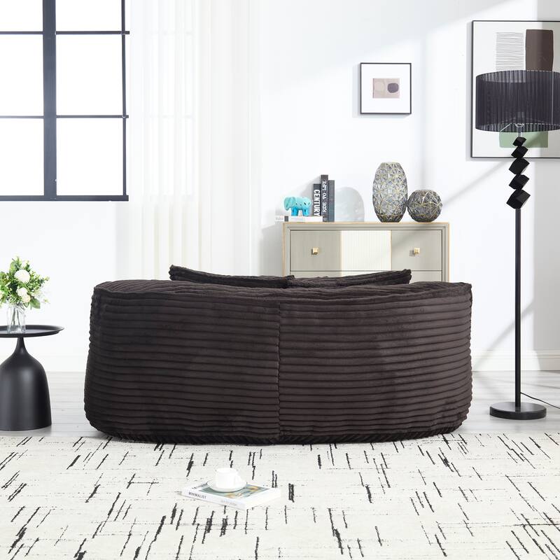 Corduroy Bean Bag Chair, Foam-Filled Lazy Floor Sofa with 3 Pillows, Soft Upholstered Lounge Chair for Adults & Teens