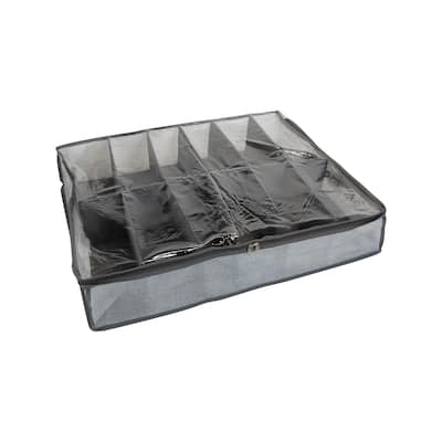 Simplify 12 Pair Under the Bed Shoe Storage Box in Heather Grey - 29"x 24"x 6"