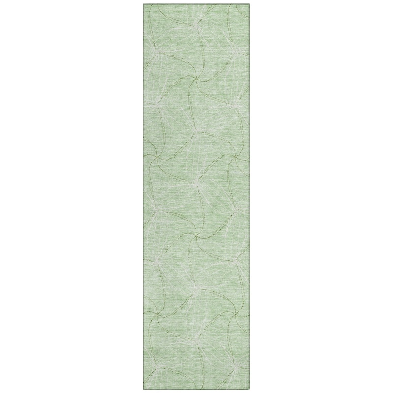 Machine Washable Indoor/ Outdoor Abstract Contemporary Chantille Rug
