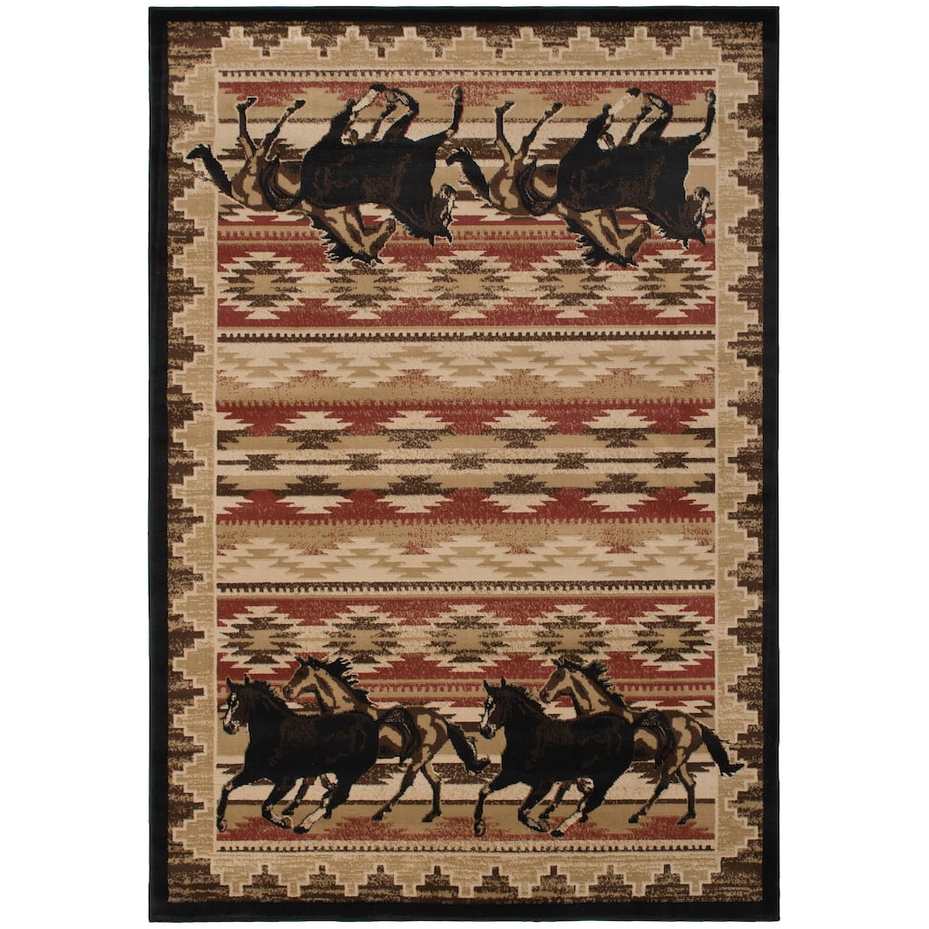 Lodge King Untamed Equestrian Horse Area Rug
