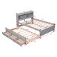 preview thumbnail 3 of 9, Superior Quality Captain Bed with Type-C USB Ports, Wood Platform Full Bed Frame with LED Light Headboard & Trundle, Grey