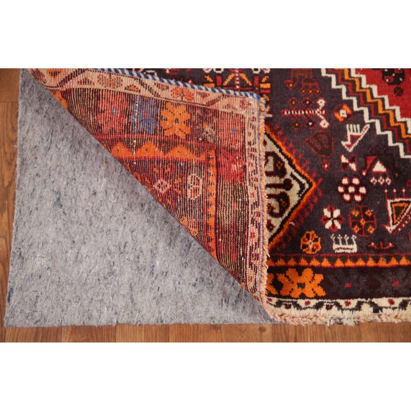 Geometric Red Shiraz Persian Vintage Area Rug Handmade Wool Carpet - 5'6" x 9'1"