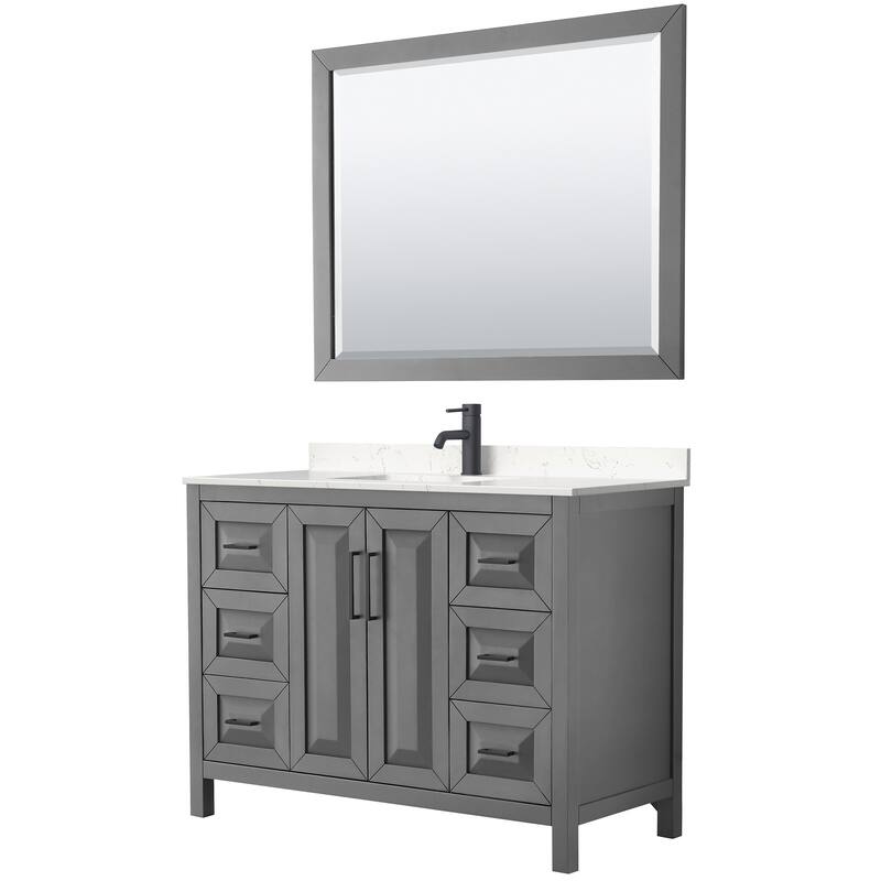 Wyndham Collection Daria 48" Free Standing Single Basin Vanity Set - Dark Gray / Carrara Cultured Marble Top / Matte