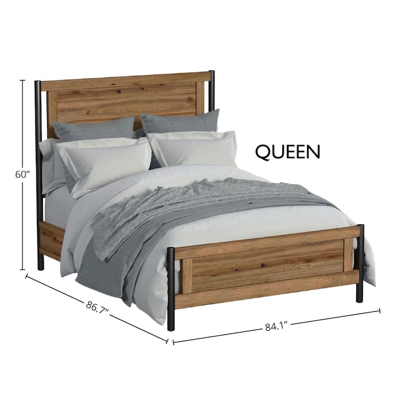 Norcross Wood Panel Bed, Hickory, Queen