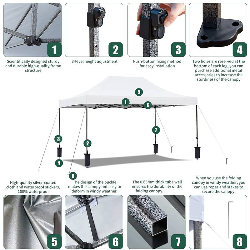 Erommy Canopy Tent, Commercial Instant Canopy Heavy Duty with Roller Bag, Sand Bags, Wind Ropes & Ground Nails, Outdoor Canopies