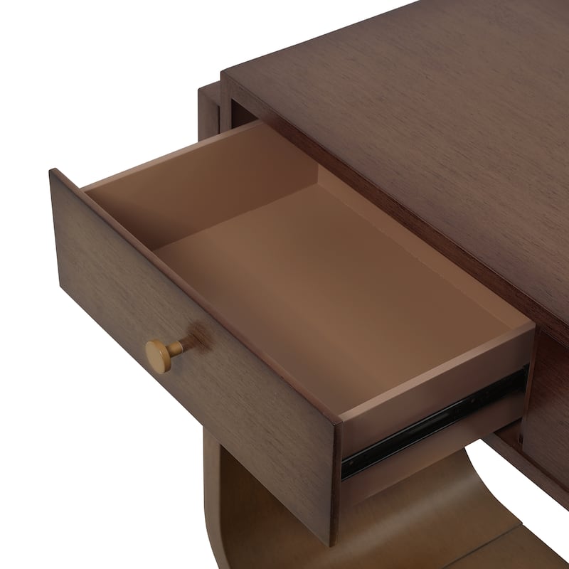 Christopher Knight Home - Alderwood Paulownia Veneer 3 Drawers Console Table with Curved Legs and Ample Storage