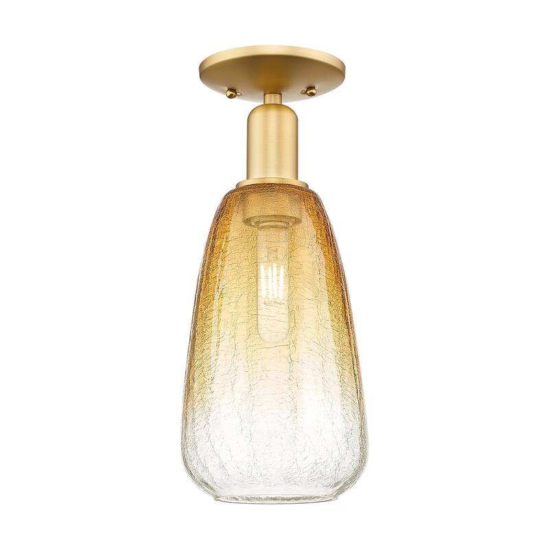 Innovations Lighting 716-1C-15-6 Brookhaven Almond Semi-Flush - Satin Gold / Amber