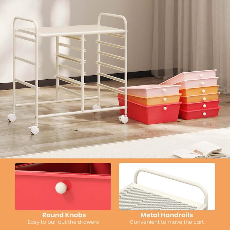 Costway 9 Drawer Rolling Organizer Cart Utility Storage Tools - See Details