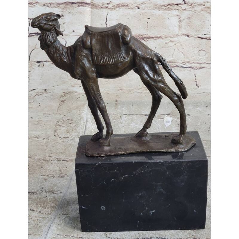 Camel Take A Journey Desert Bronze Figurine Sculpture Art Deco Marble Base Milo