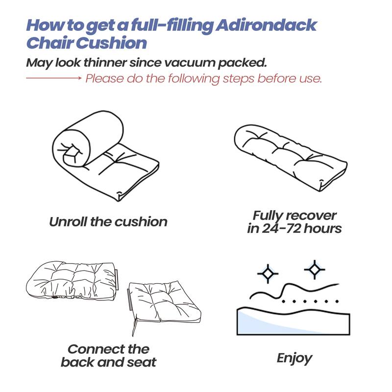 Adirondack Style Patio Outdoor Chair Cushion for Adirondack Chair or Lounge Rocking Chair - See picture