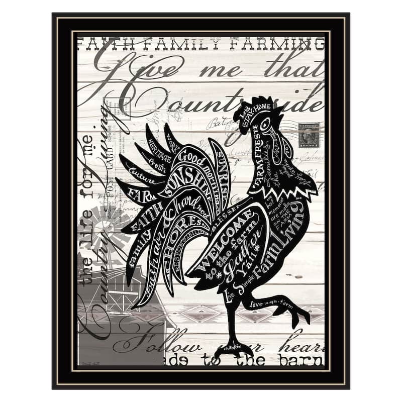 TrendyDecor4U Contemporary "WELCOME TO THE FARM CHICKEN" Framed Print Wall Art - Multi