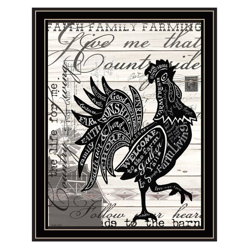 TrendyDecor4U Contemporary "WELCOME TO THE FARM CHICKEN" Framed Print Wall Art - Multi
