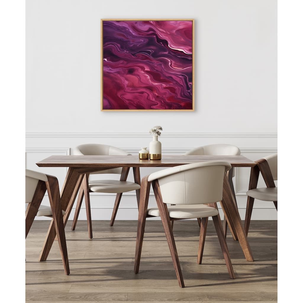 Kate and Laurel Sylvie Tonal Purple Plum Framed Canvas by Creative Bunch Studio