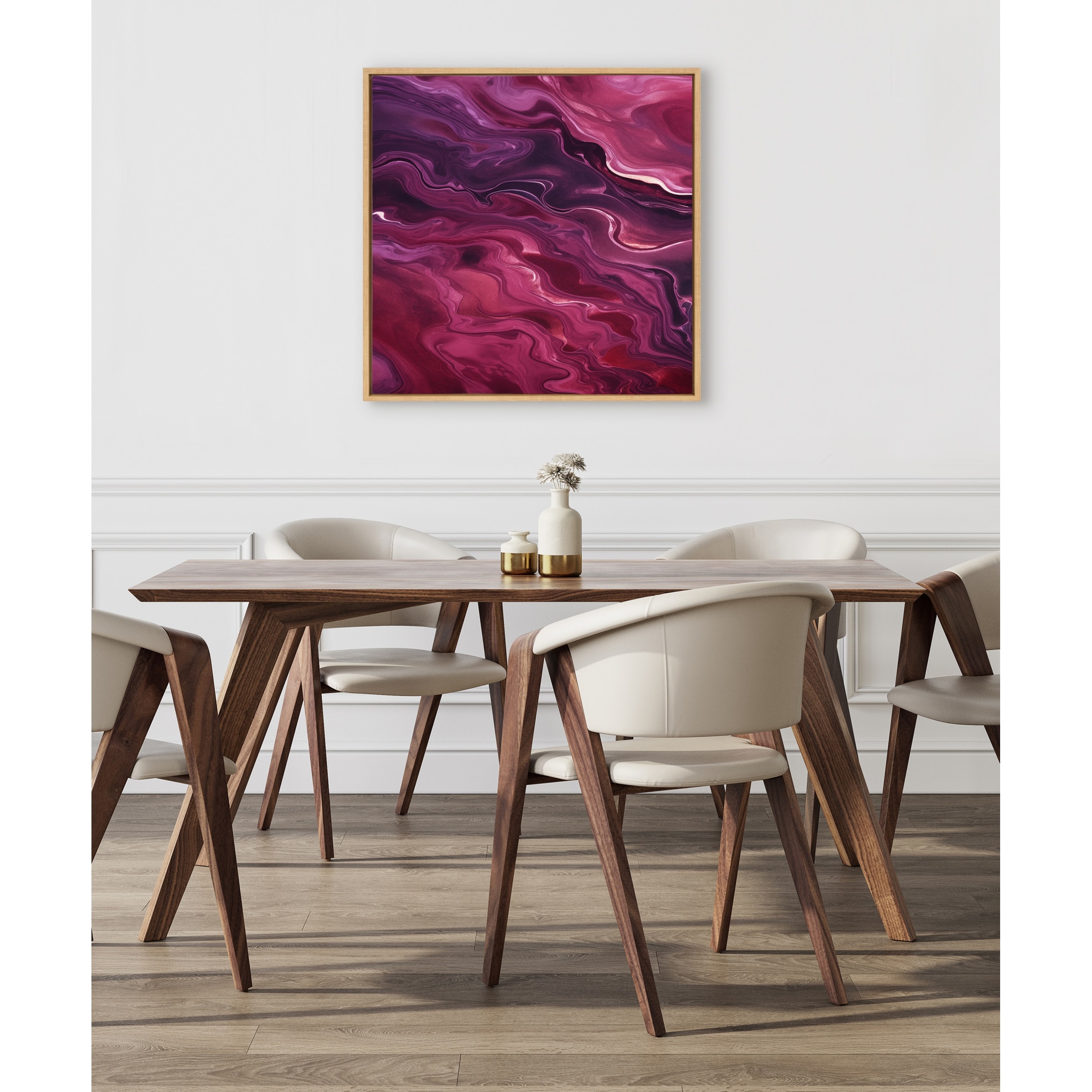 Kate and Laurel Sylvie Tonal Purple Plum Framed Canvas by Creative Bunch Studio