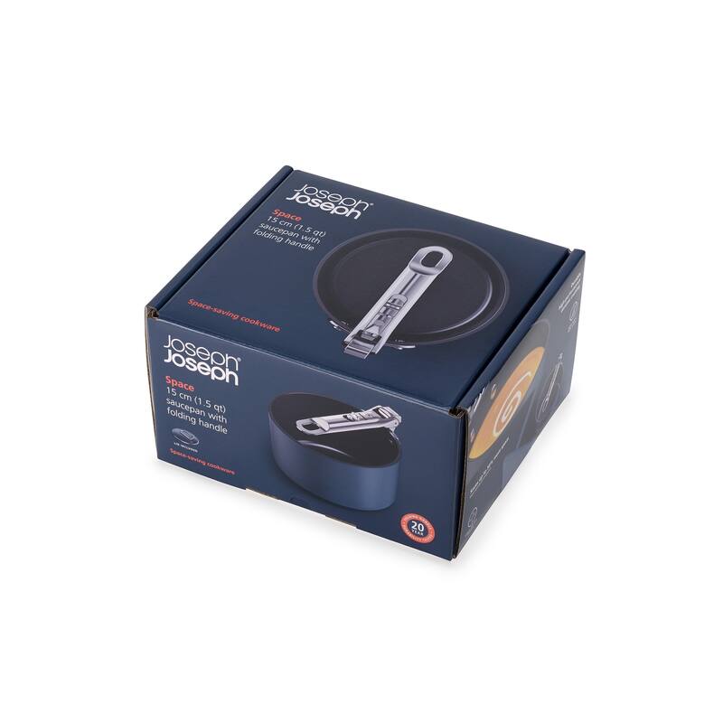 Joseph Joseph Space Ceramic Non-Stick 1.4 Qt. Saucepan with Folding Handle and Lid