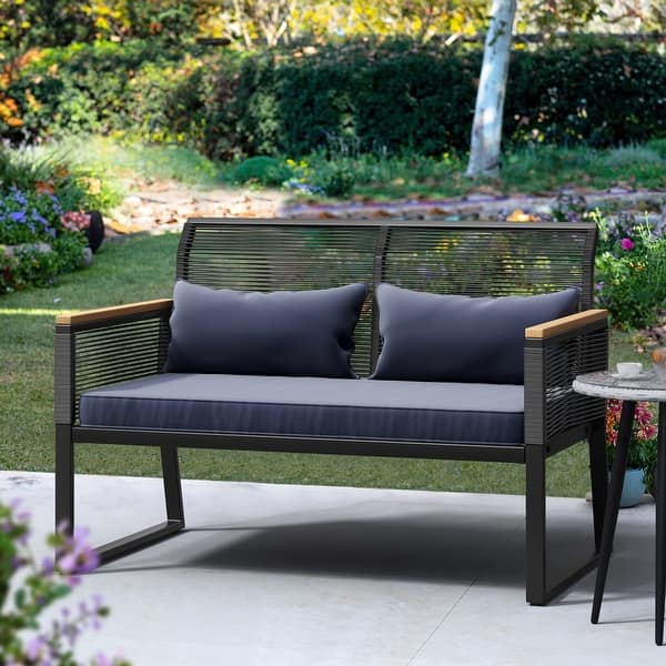 slide 2 of 8, Moasis Wicker Patio Loveseat - 28.3"L x 23.6"W x 37.4"H