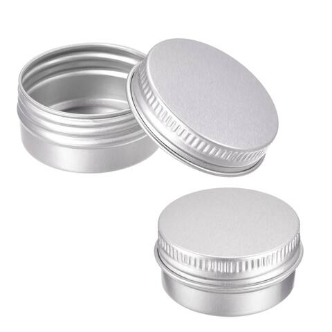 Round Aluminium Tin Cans with Screw Top Lid, 0.34oz / 10ml Empty Container 16pcs - Silver