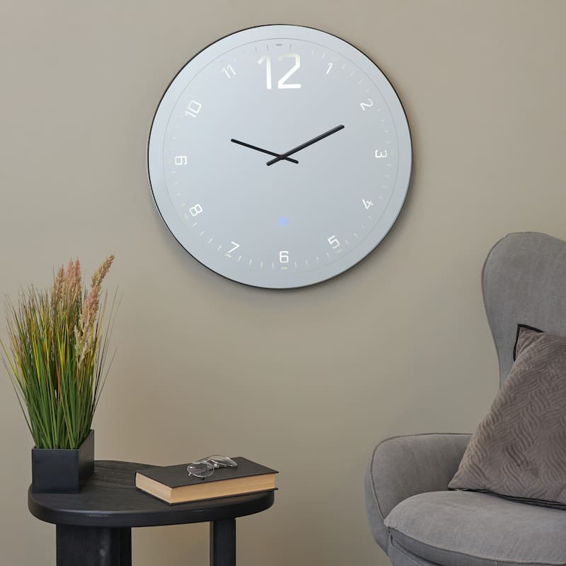 Glass LED Decorative Wall Clock with Black Frame - Multi Colored - Roche River Decor - 1"W x 24"L x 24"H