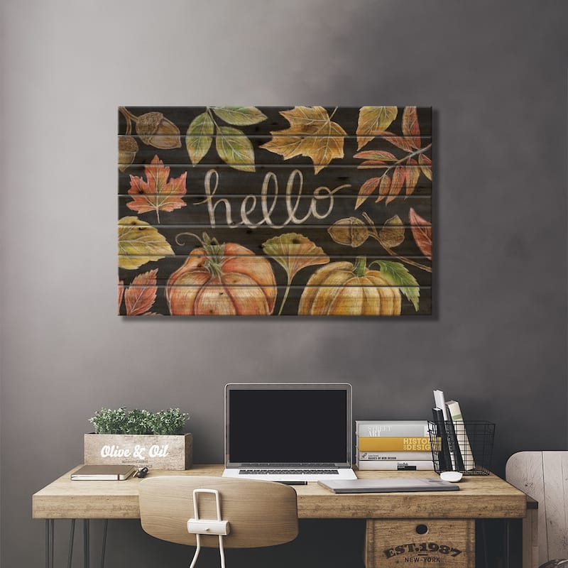 Harvest Chalk IX Print On Wood by Mary Urban - Multi-Color