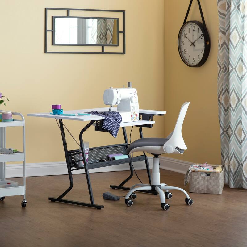 Sew Ready Eclipse Sewing Crafting Office Table with Folding Top and Adjustable Platform