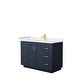 preview thumbnail 28 of 168, Miranda Single Vanity Set, Cultured Marble Top, No Mirror 48-Inch Single - Dark Blue, Gold Trim, Carrara Cultured Marble Top