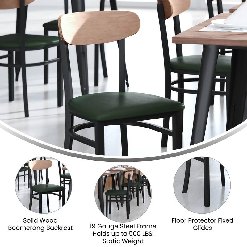 2PK Commercial Metal Dining Chairs with Boomerang Back