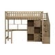 preview thumbnail 16 of 32, Wooden Loft Bed Twin Size High Loft Bed with Light, Cabinets and Storage Shelves, All-in-One Bed Frame with Staircase and Desk