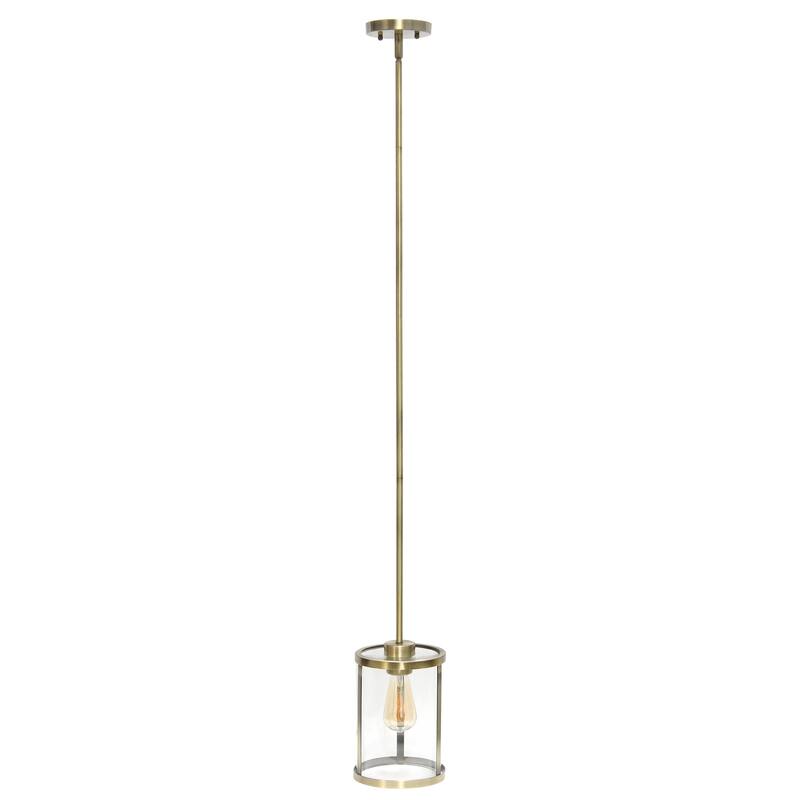 Craftsman 9.25" 1-Light Pendant - Antique Brass Metal & Glass - Kitchen Island Foyer Lighting - 9.5