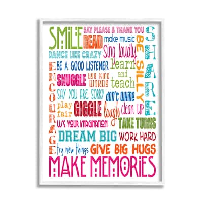 Smile Make Memories Typography Framed Wall Art