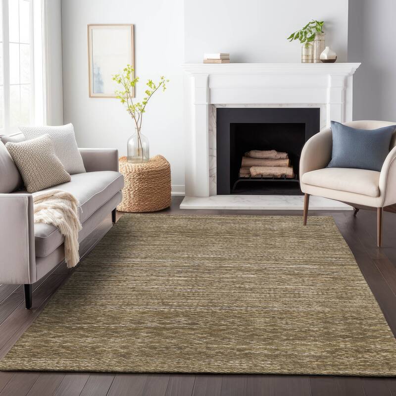Machine Washable Indoor/Outdoor Modern Trellis Chantille Rug
