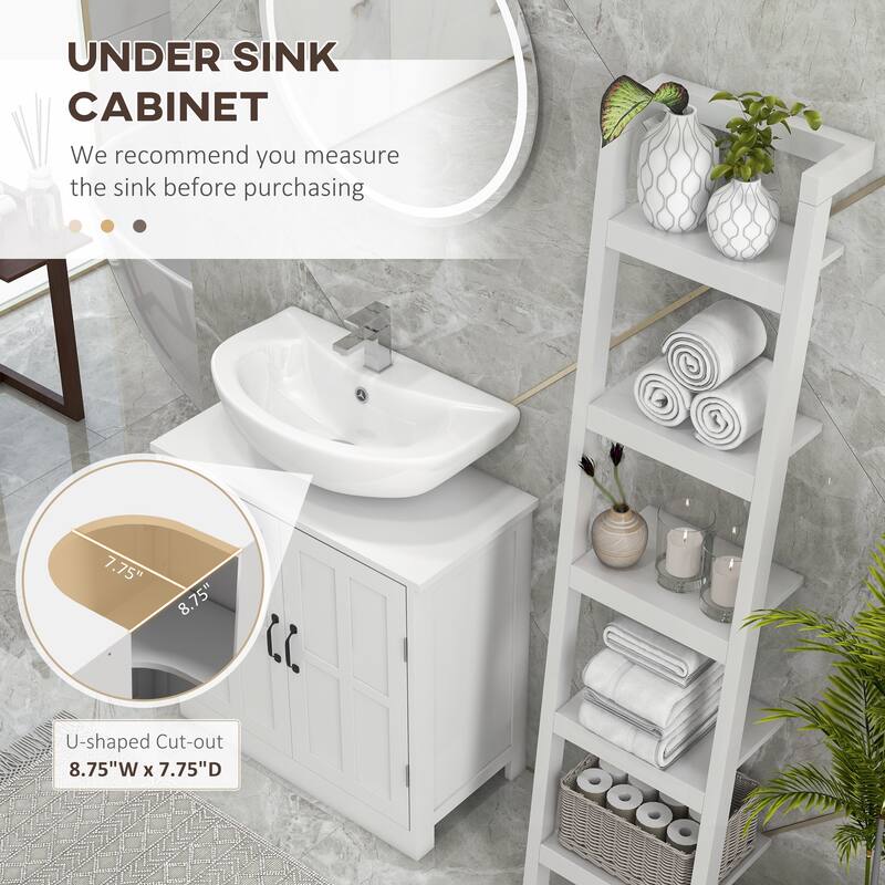 Under Sink Bathroom Cabinet with Double Doors, Adjustable Shelf, U-Shaped Design for Space Saving - 23.5in L Particle Board