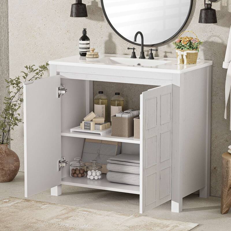 36 " Bathroom Vanity Organizer with Ceramic Sink