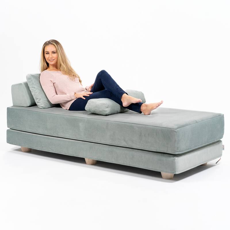 Jaxx Balshan Cushioned Micro-velvet Convertible Chaise Lounge Daybed