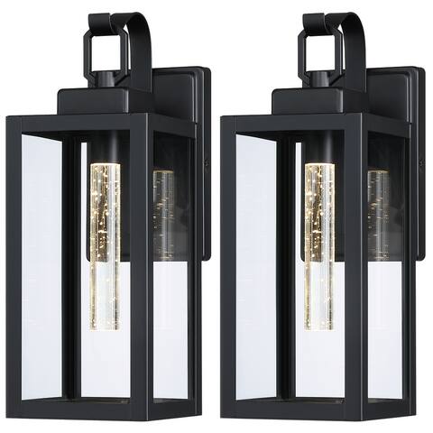 2 Pack 7W LED Black Outdoor Wall Sconce - Matte Black