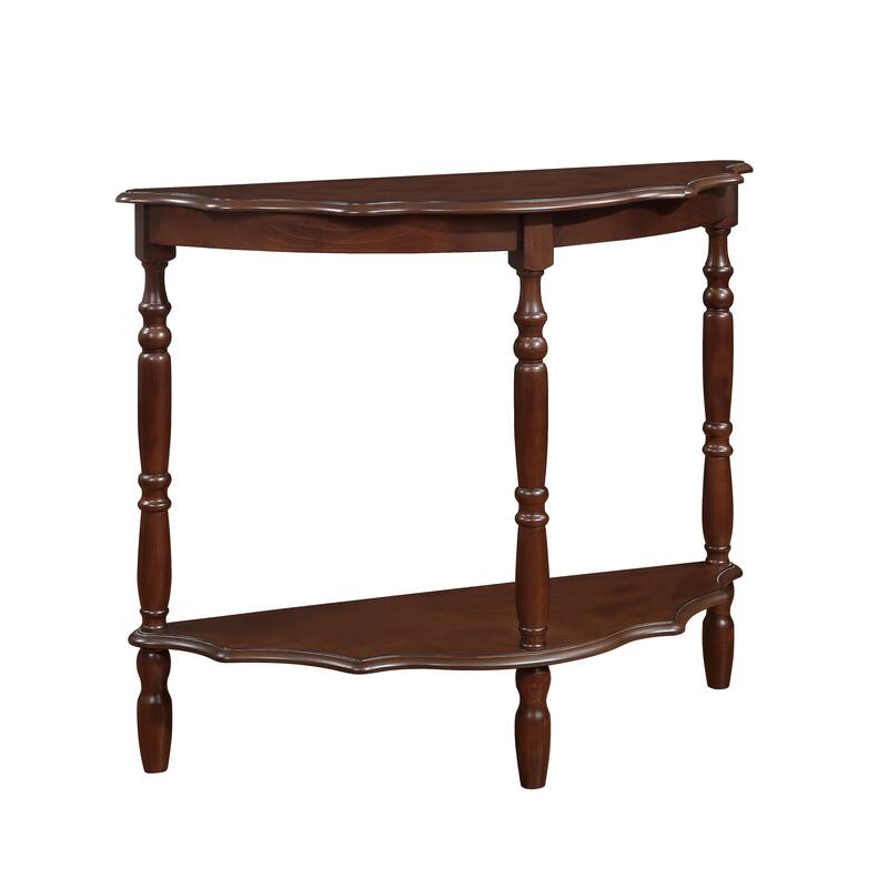 42" Retro Circular Curved Half-Moon Console Table with Open Shelf