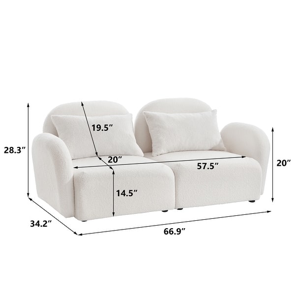dimension image slide 1 of 4, Teddy Upholstered Sofa Loveseat With Pillows