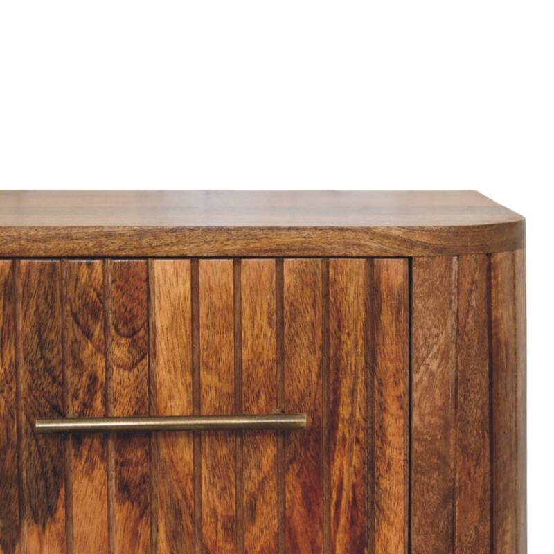 Artisan Furniture Solid Wood Fluted Bedside with Drawers, Brown